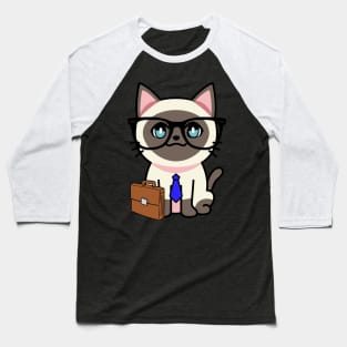 Cute Siamese cat is a colleague at work Baseball T-Shirt